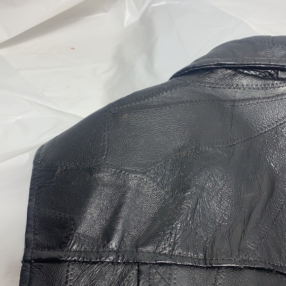 WOMEN’S Leather Works Black Genuine Leather Motorcycle Vest Zip Up Size 3XL - Picture 5 of 8